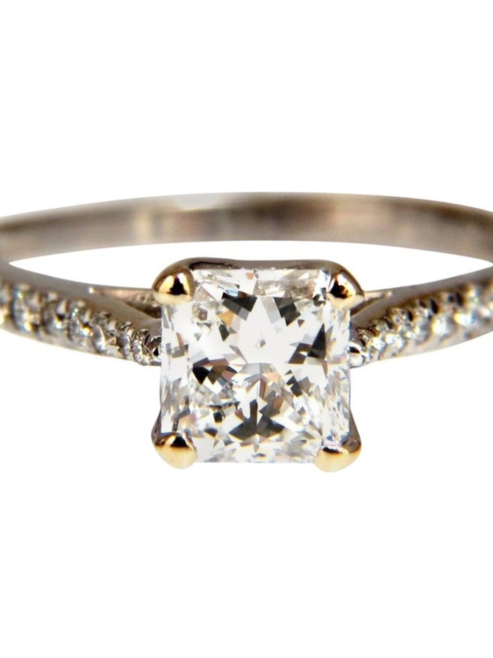 GIA Certified 1.01ct Princess cut natural diamond ring Cathedral Prime D/VS*